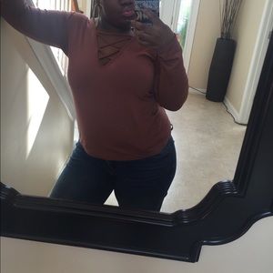 Rust Orange Criss Cross Top